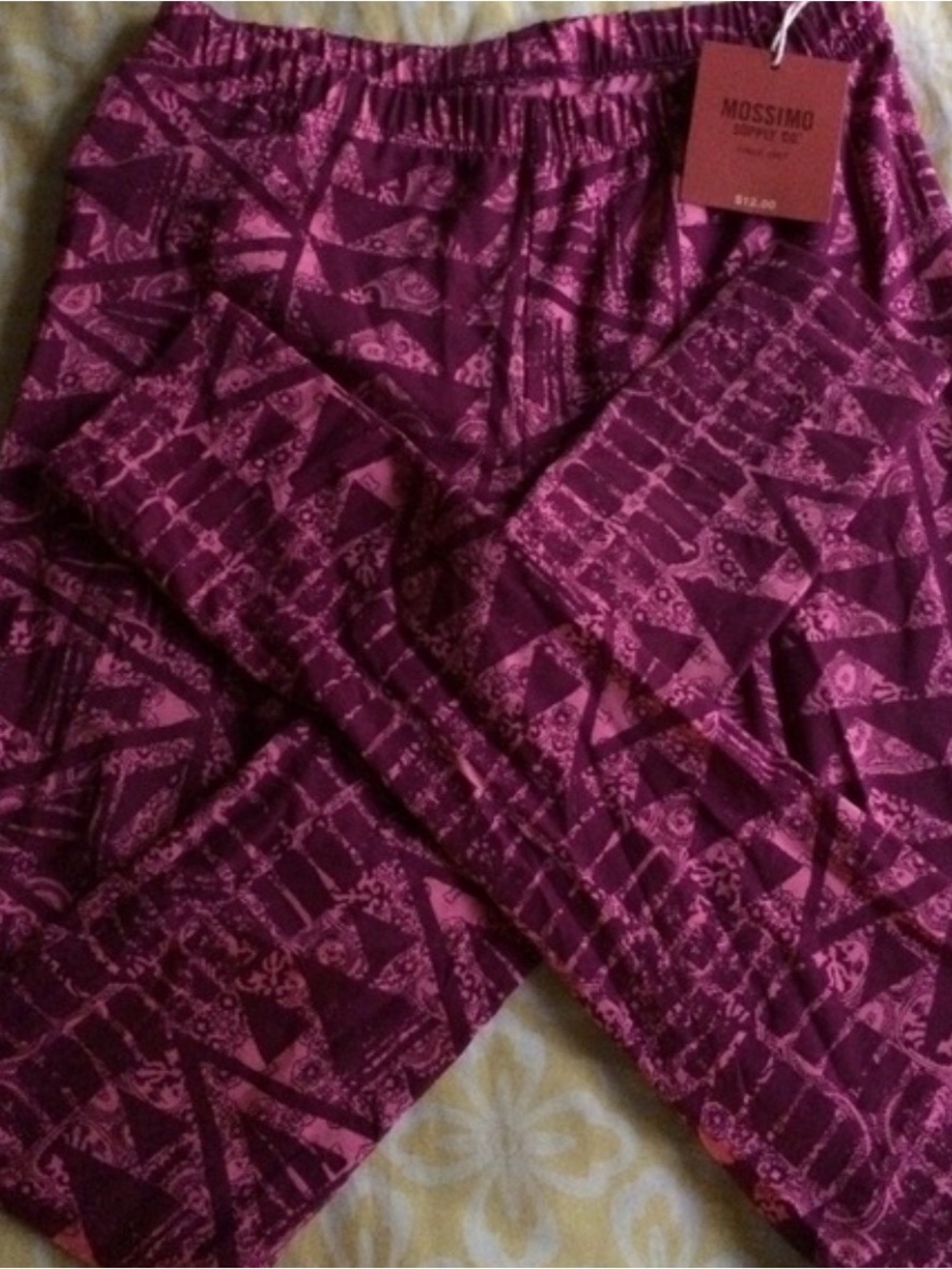 Mossimo Magenta Geometric Cotton Leggings NWT